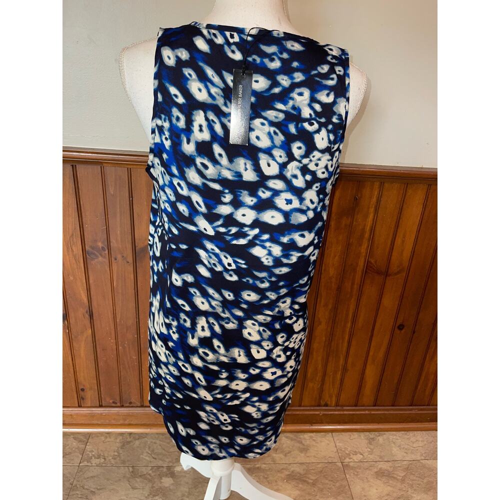 NWT Womens W118 by Walter Baker Blue White Black Abstract Print Tank Blouse S - Picture 4 of 8